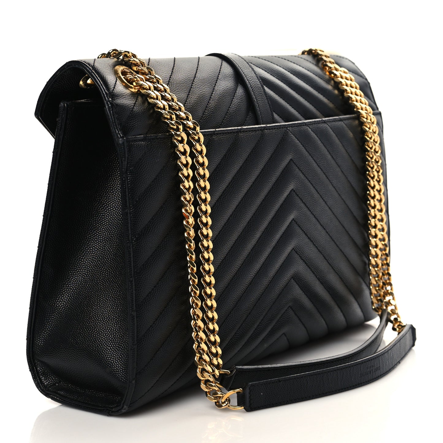 Grain De Poudre Matelasse Chevron Large Monogram Satchel Black