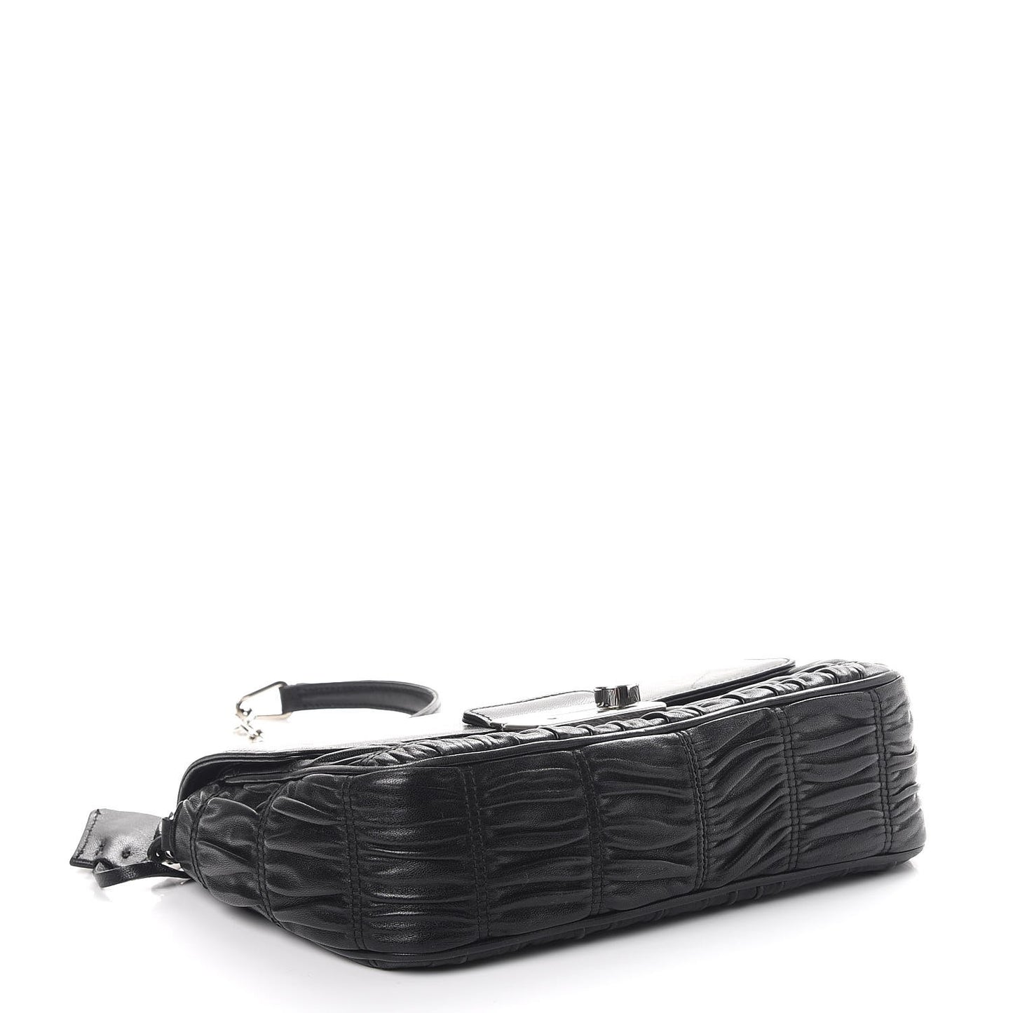 Nappa Gaufre Sound Chain Flap Shoulder Bag Black
