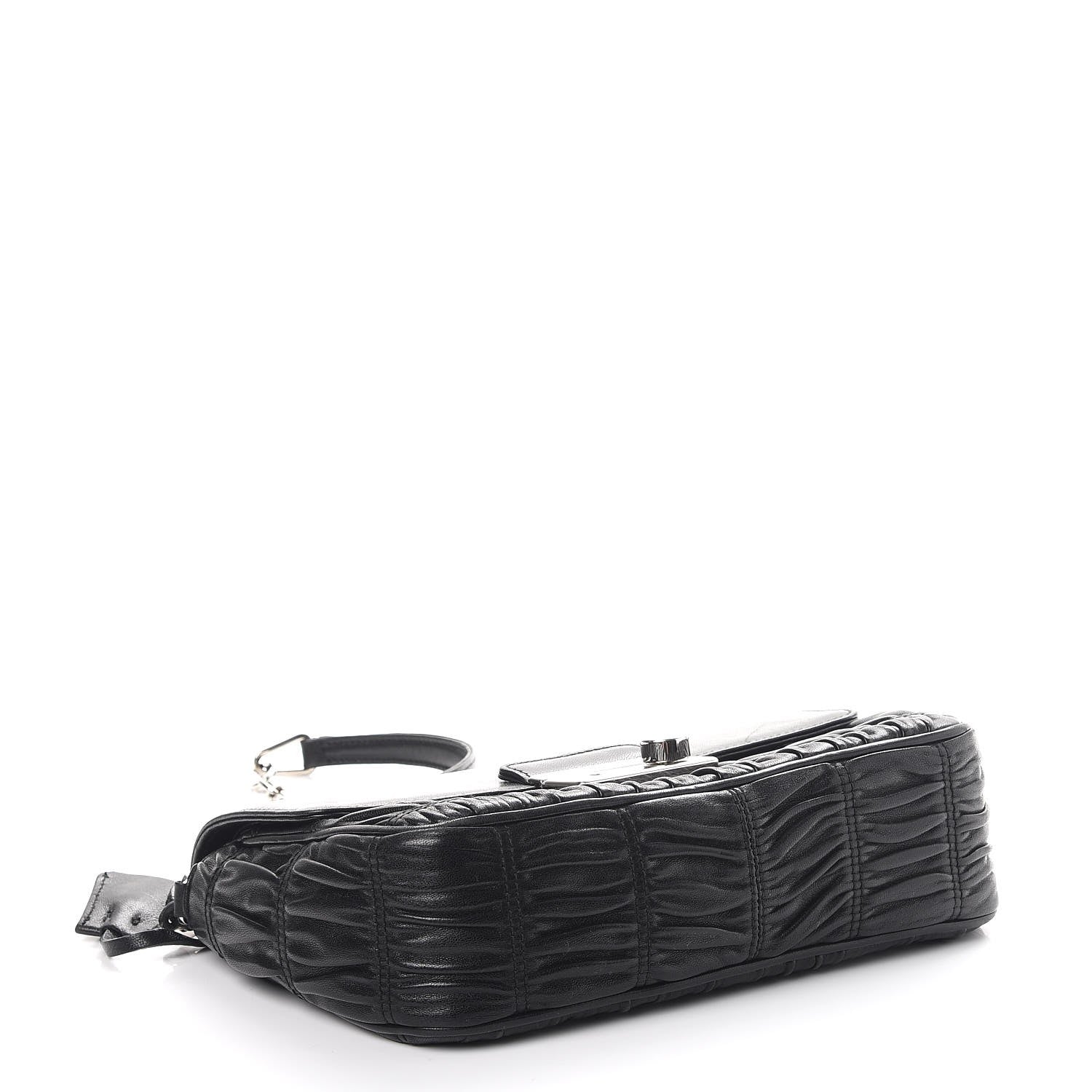 Prada Nappa Gaufre Sound Chain Flap Shoulder Bag Black 4 of 9