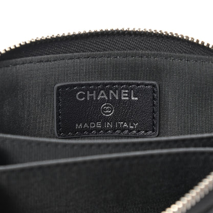 Chanel Metallic Caviar Quilted CC Zip Around Coin Purse Wallet Dark Grey 6 of 7