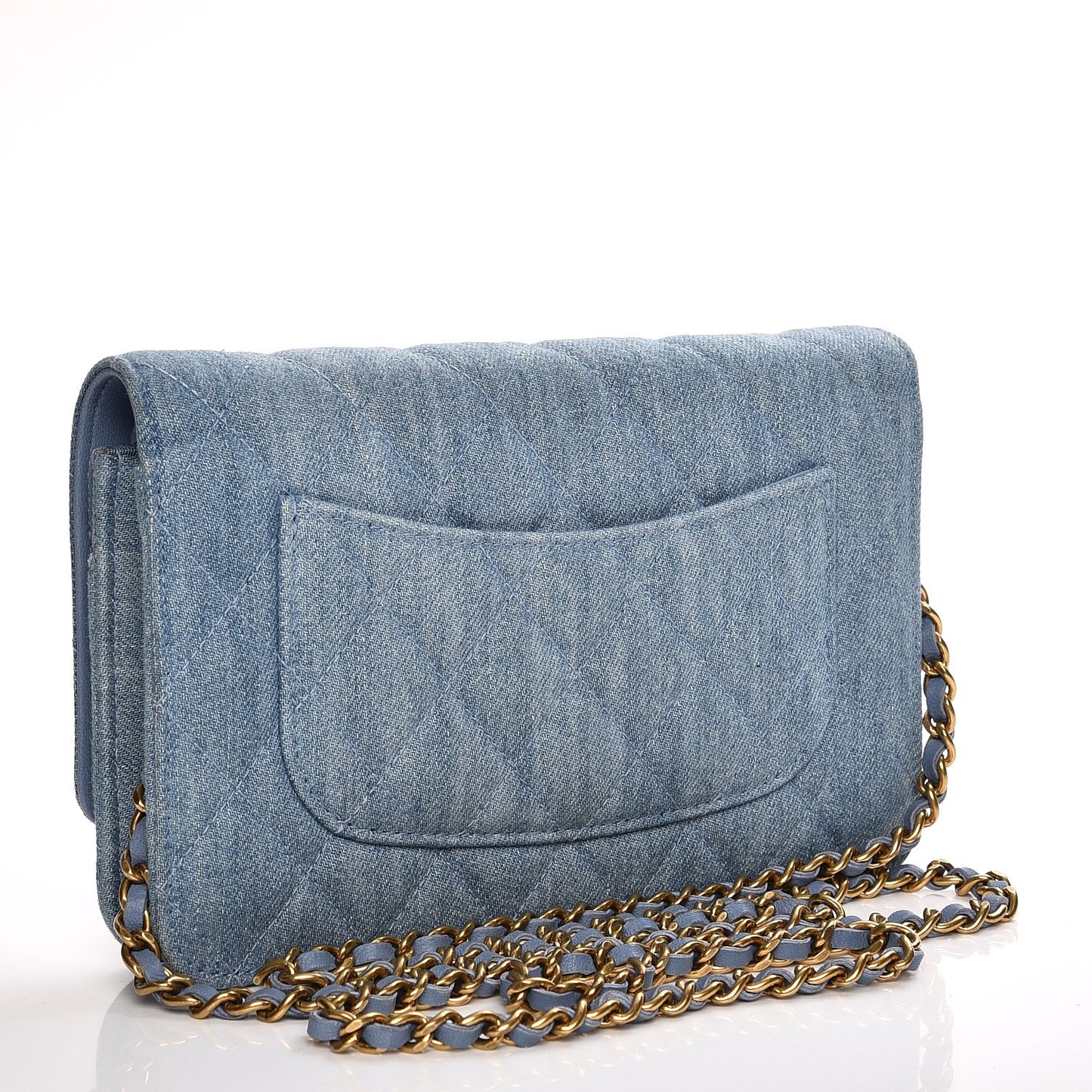 Denim Quilted Reissue Wallet On Chain WOC Blue