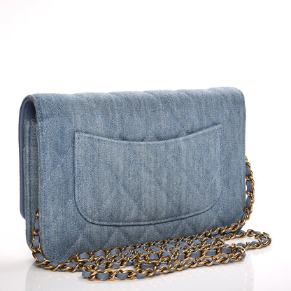 Chanel Denim Quilted Reissue Wallet On Chain WOC Blue 3 of 10