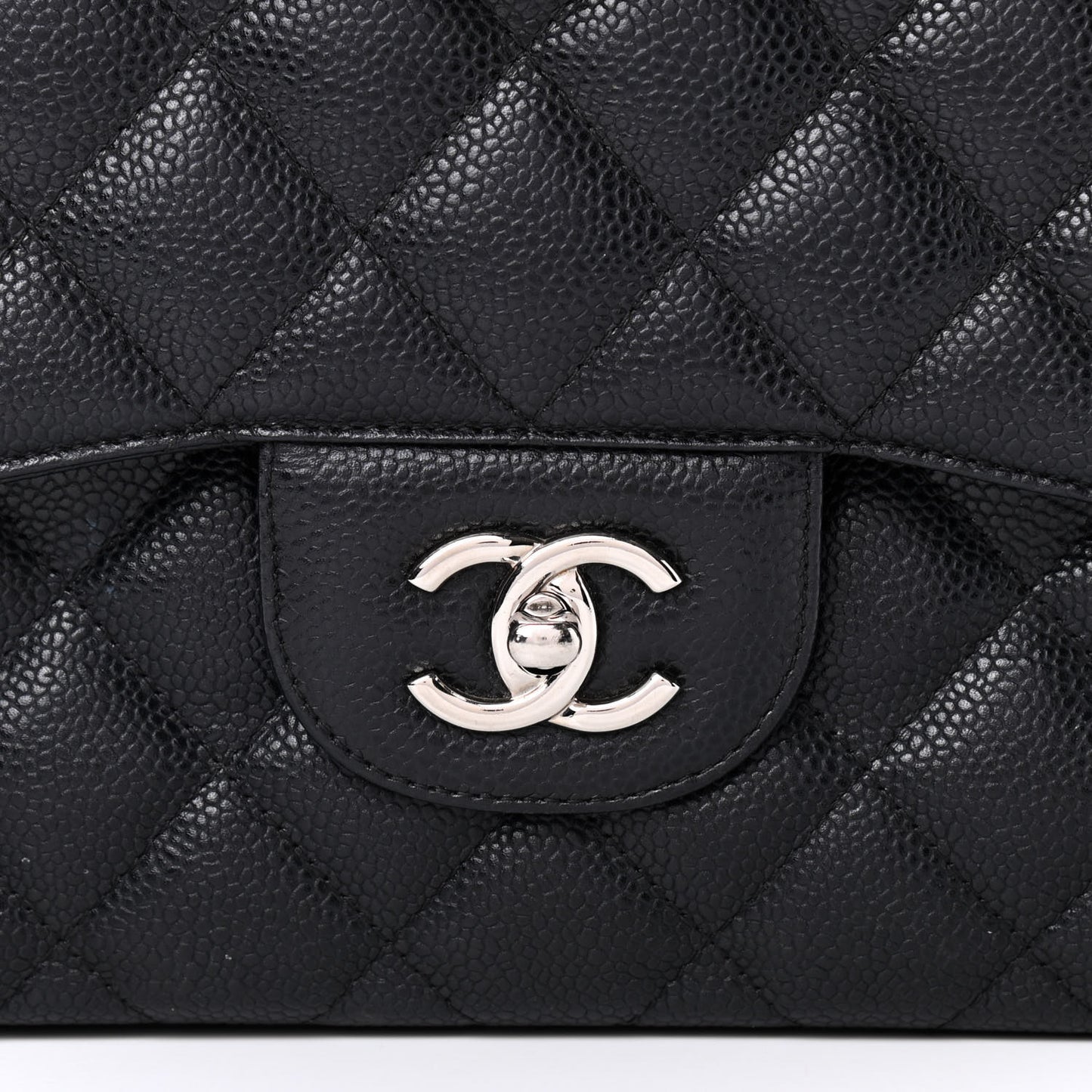 Caviar Quilted Jumbo Double Flap Black