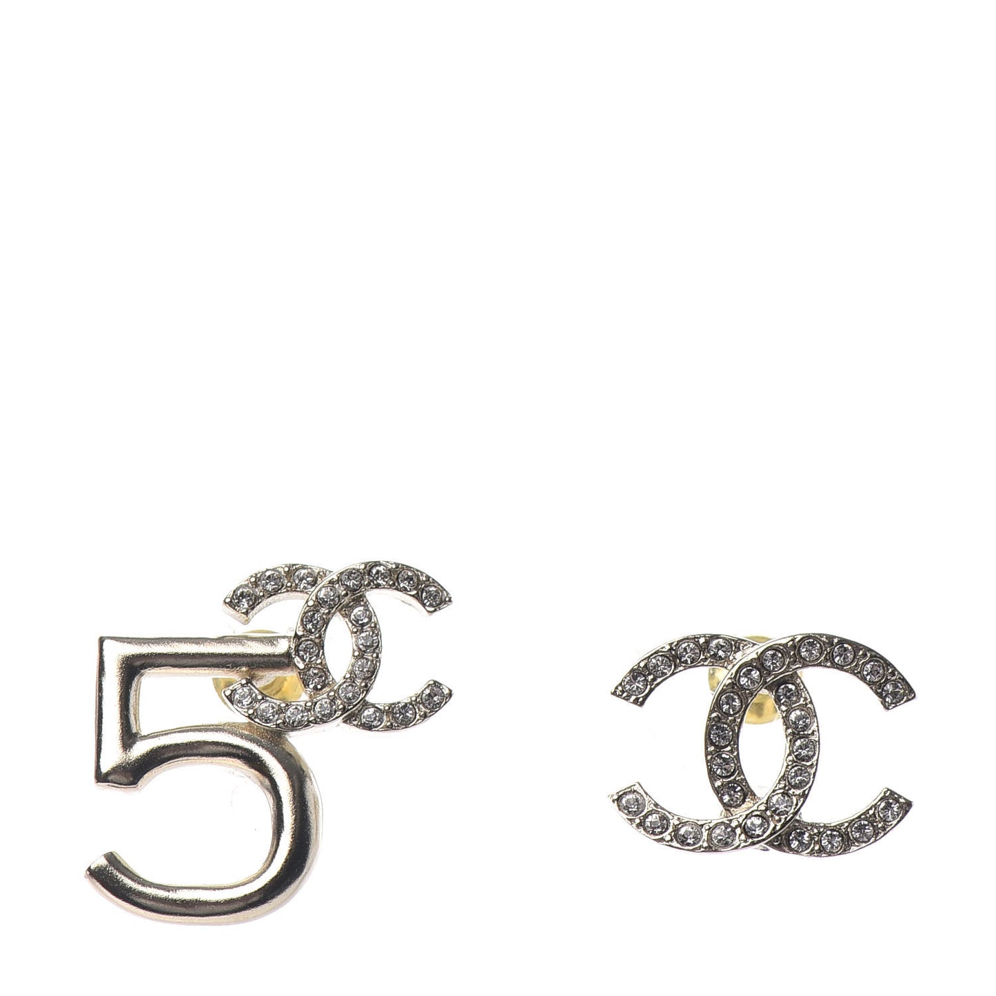Crystal CC No 5 Earrings Gold