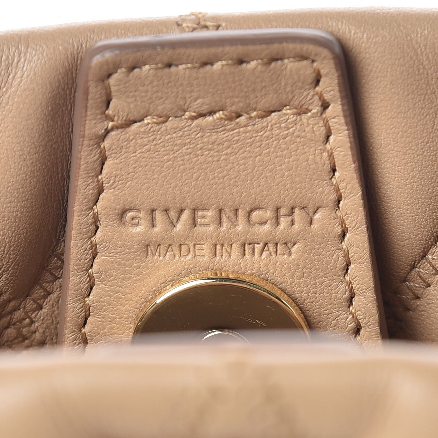 Lambskin Quilted Mini GV Bucket Bag Beige Camel