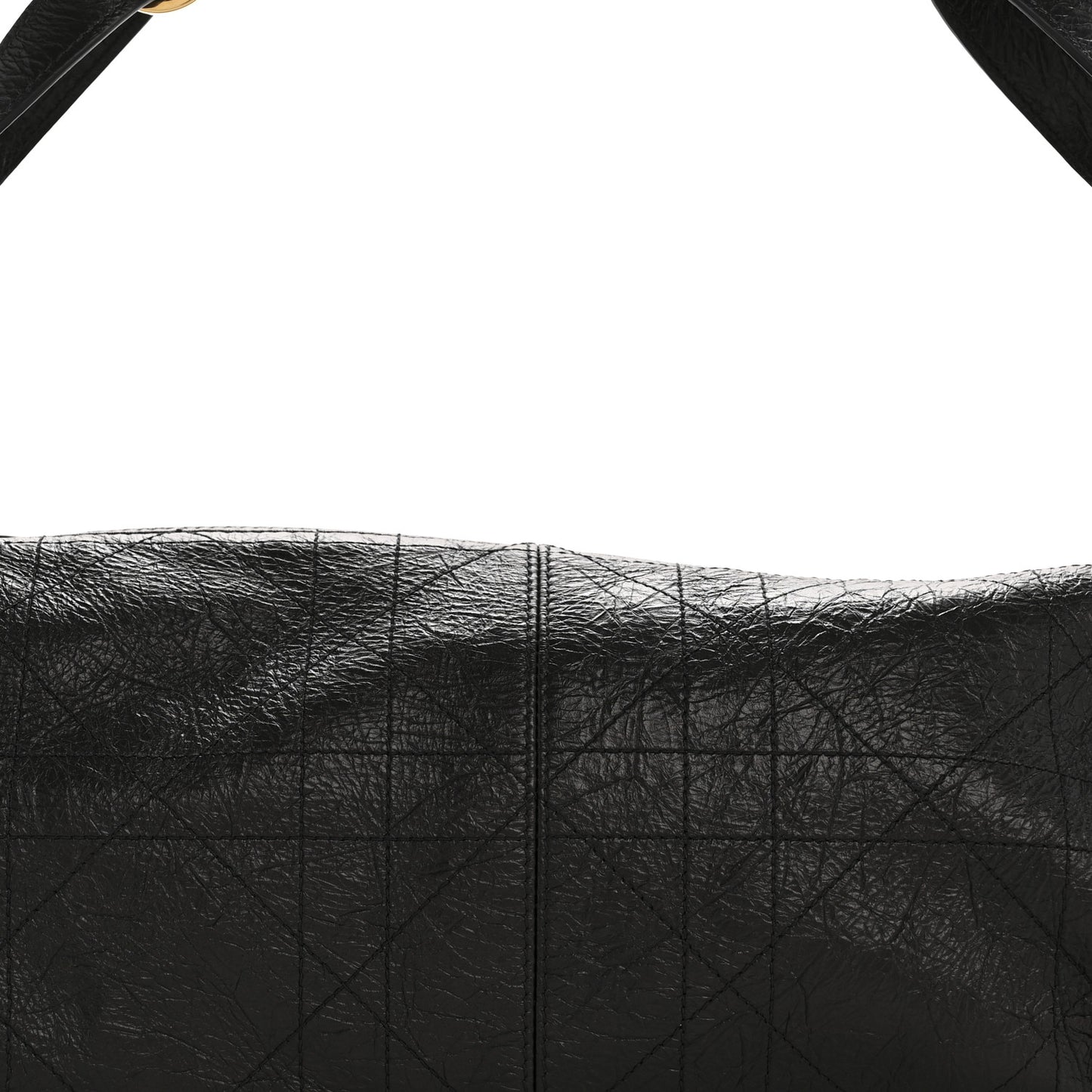 Crinkled Calfskin Macrocannage Medium D-Journey Bag Black