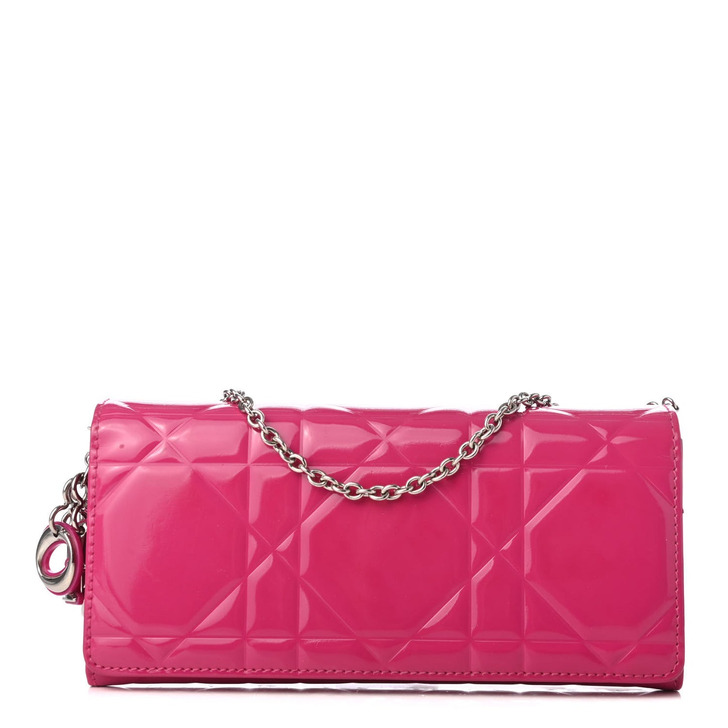 Patent Cannage Lady Dior Rendezvous Wallet On Chain Fuchsia