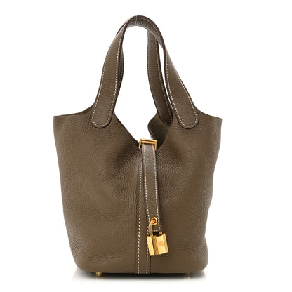 Hermes Taurillon Clemence Picotin Lock 18 PM Etoupe 1 of 11