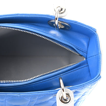 Christian Dior Lambskin Cannage Medium Bi-Color Lady Dior Blue Gray 5 of 10