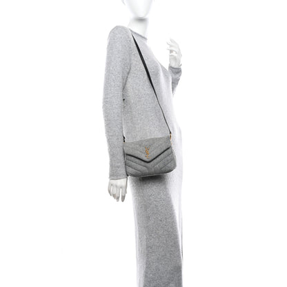 Saint Laurent Denim Y Quilted Monogram Toy Loulou Crossbody Bag Grey 2 of 9