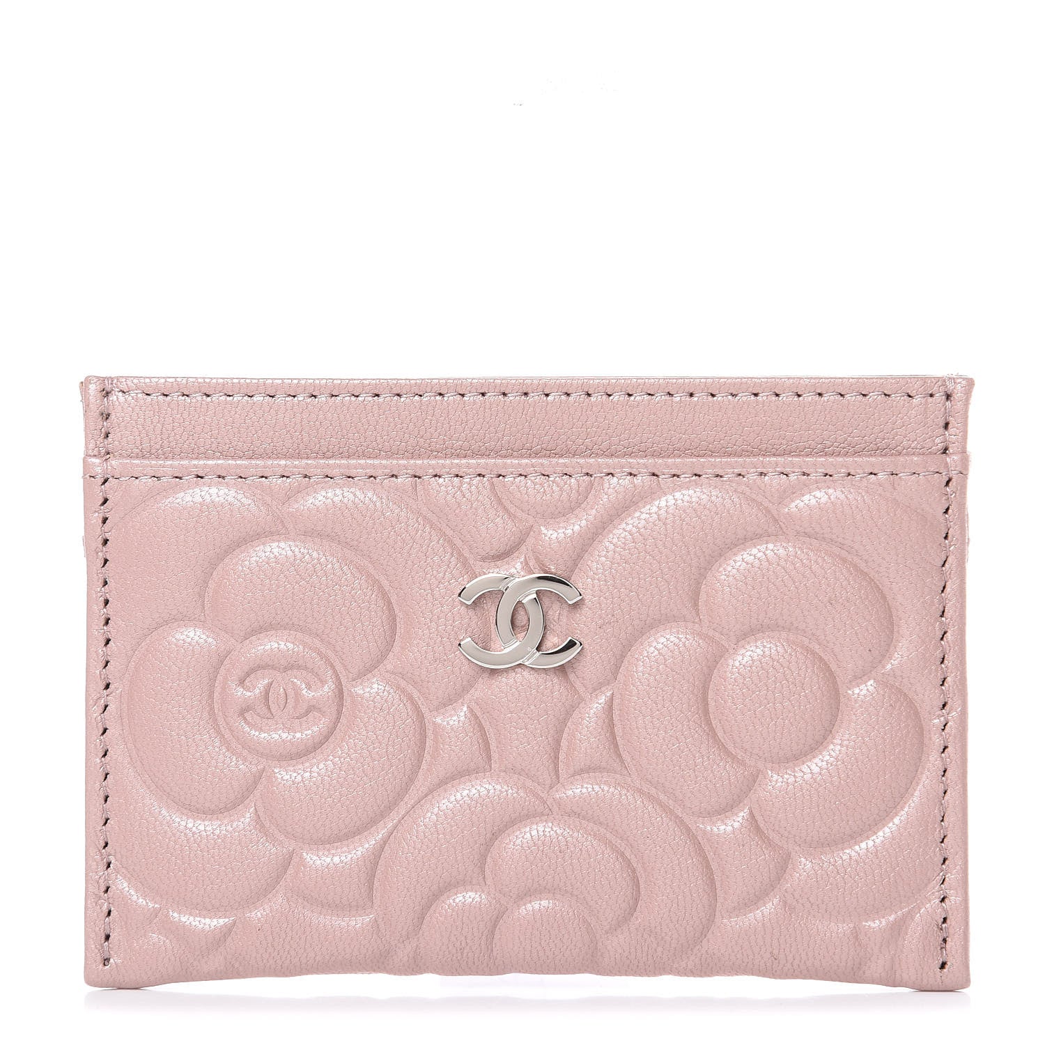 Chanel Goatskin Camellia Embossed Card Holder Light Pink 1 of 9