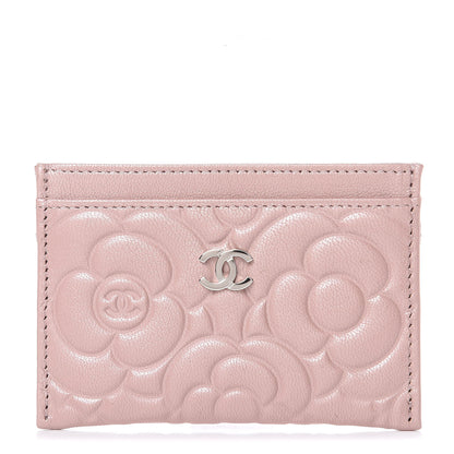 Chanel Goatskin Camellia Embossed Card Holder Light Pink 1 of 9
