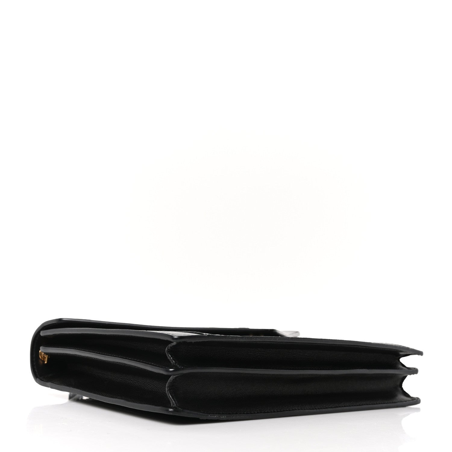 Saint Laurent Calfskin Crocodile Embossed Gaby Satchel Black 4 of 10