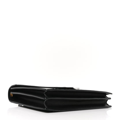 Saint Laurent Calfskin Crocodile Embossed Gaby Satchel Black 4 of 10