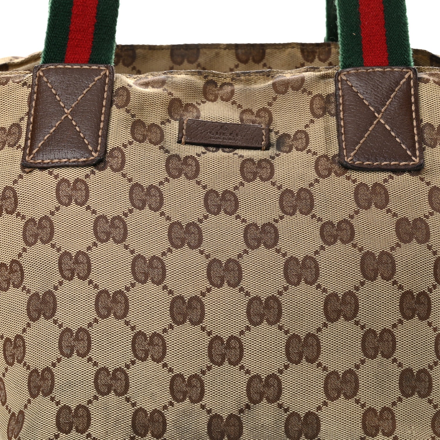 Gucci GG Monogram Small Web Handle Bucket Tote Dark Brown 8 of 15