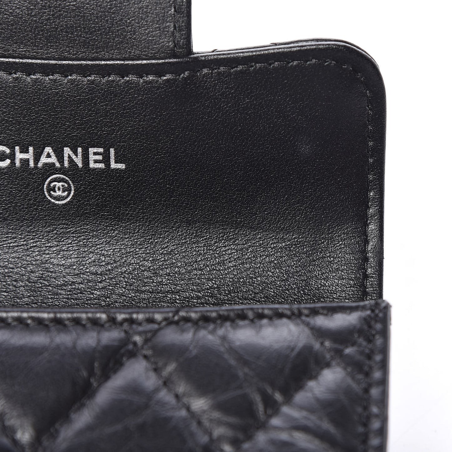 Aged Calfskin Quilted Reissue Flap Card Holder Wallet So Black