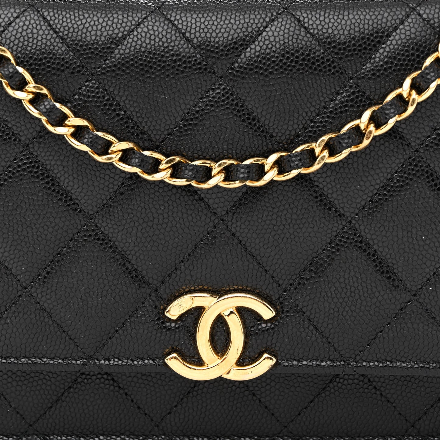 Caviar Quilted Coco First Wallet On Chain WOC Black