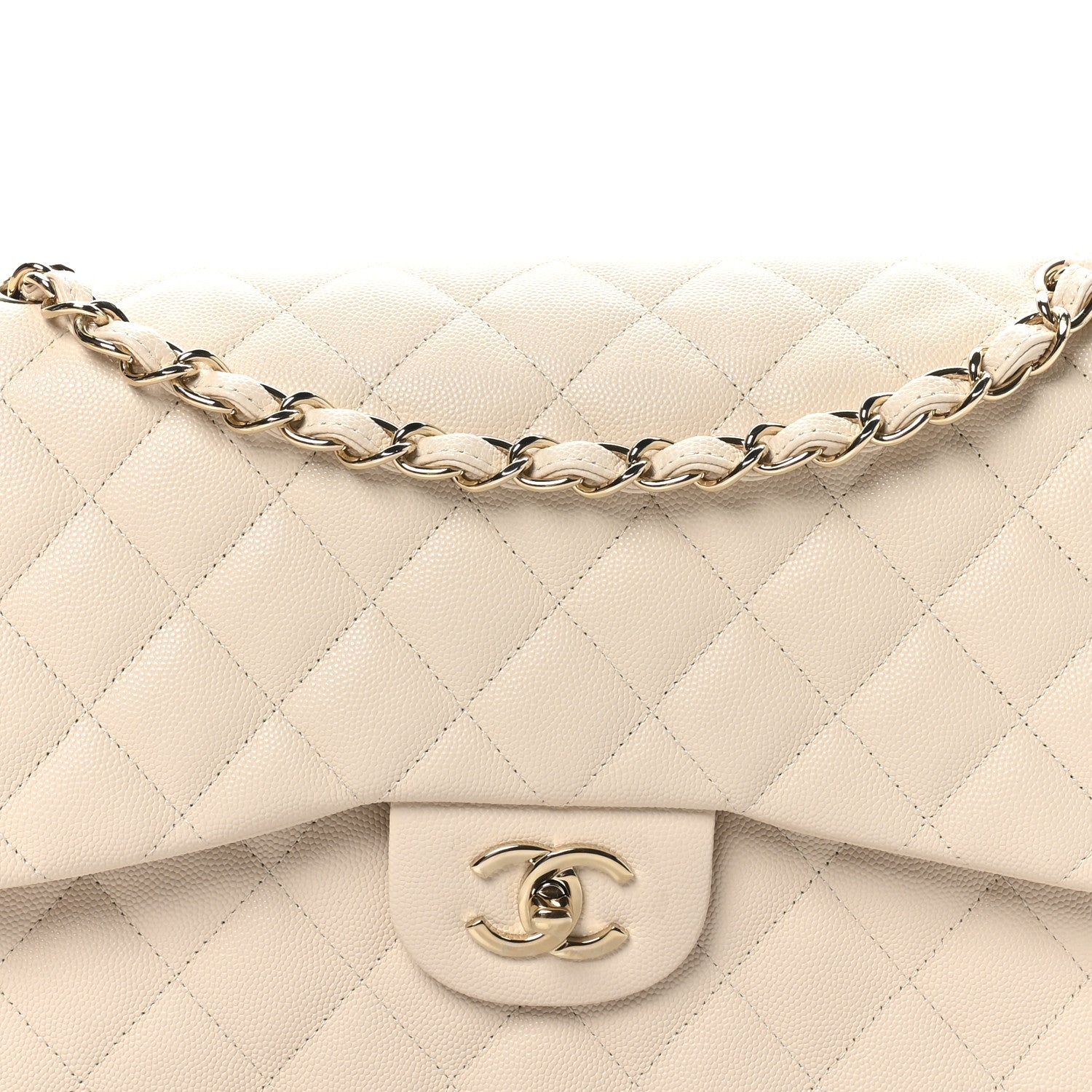 Chanel Caviar Quilted Jumbo Double Flap Light Beige 8 of 10
