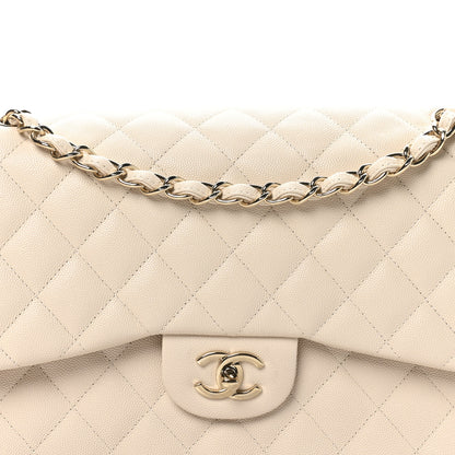 Chanel Caviar Quilted Jumbo Double Flap Light Beige 8 of 10