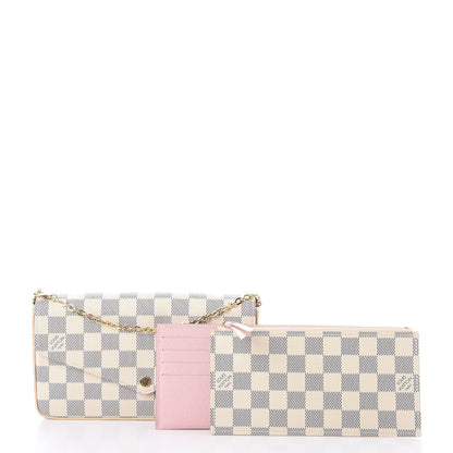 Louis Vuitton Damier Azur Pochette Felicie Chain Wallet Rose Ballerine 3 of 12