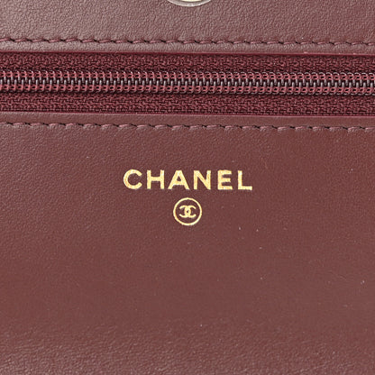 Chanel Shiny Crumpled Calfskin Quilted Chanel 19 Wallet On Chain WOC Burgundy 6 of 12