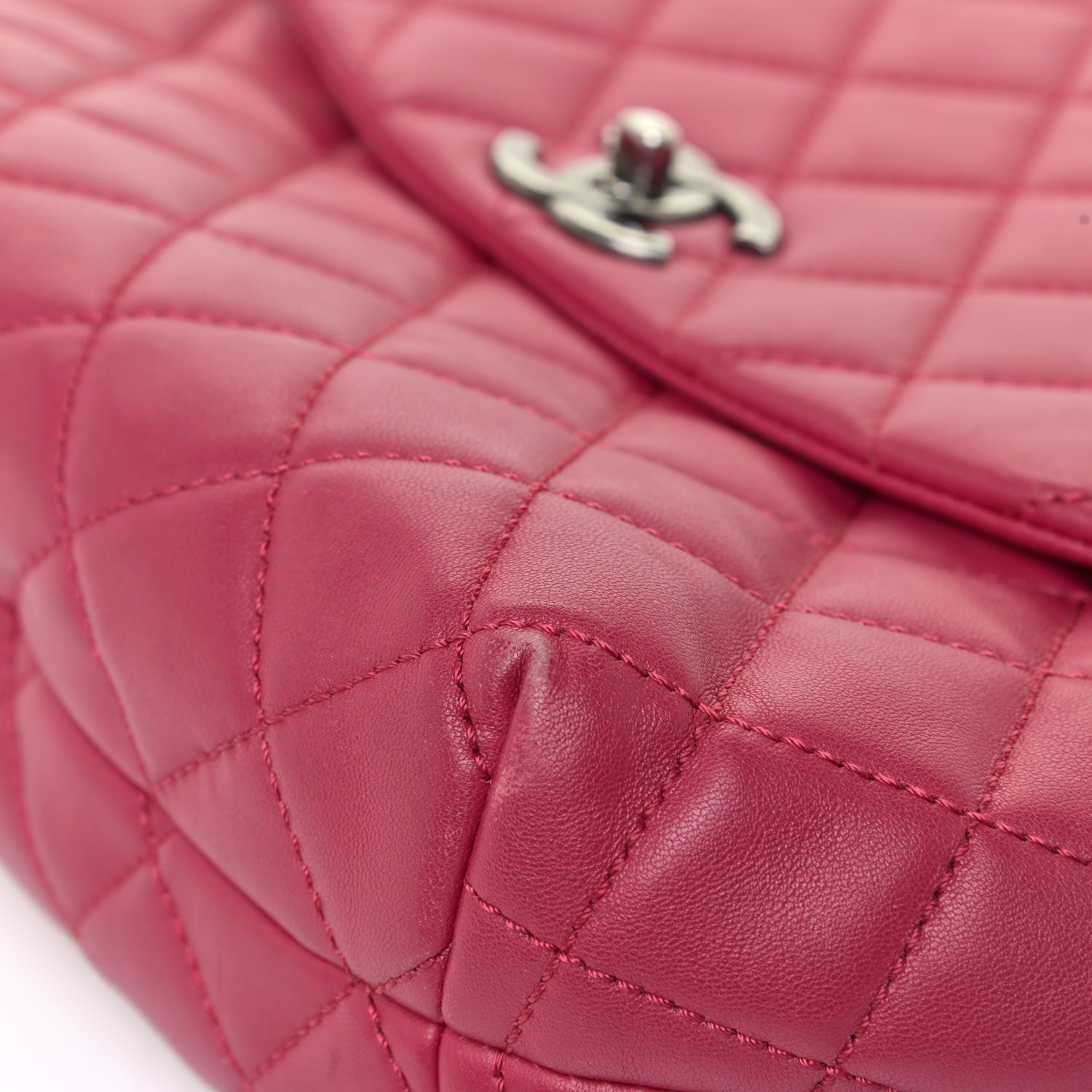 Chanel Lambskin Quilted Large Daily Supple Flap Dark Pink 25 of 27