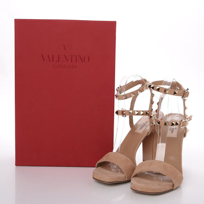 Valentino Garavani Suede Rockstud Ankle Strap 5/105mm Sandals 38 Camel Rose 8 of 8