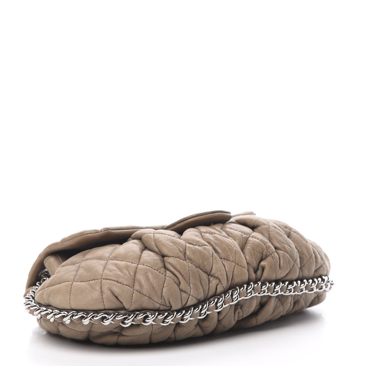 Washed Lambskin Quilted Medium Chain Around Messenger Taupe