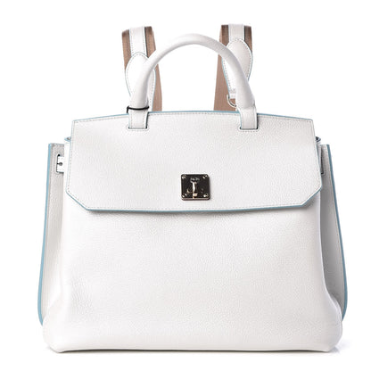 MCM Grained Calfskin Large Milla Convertible Backpack White 1 of 17