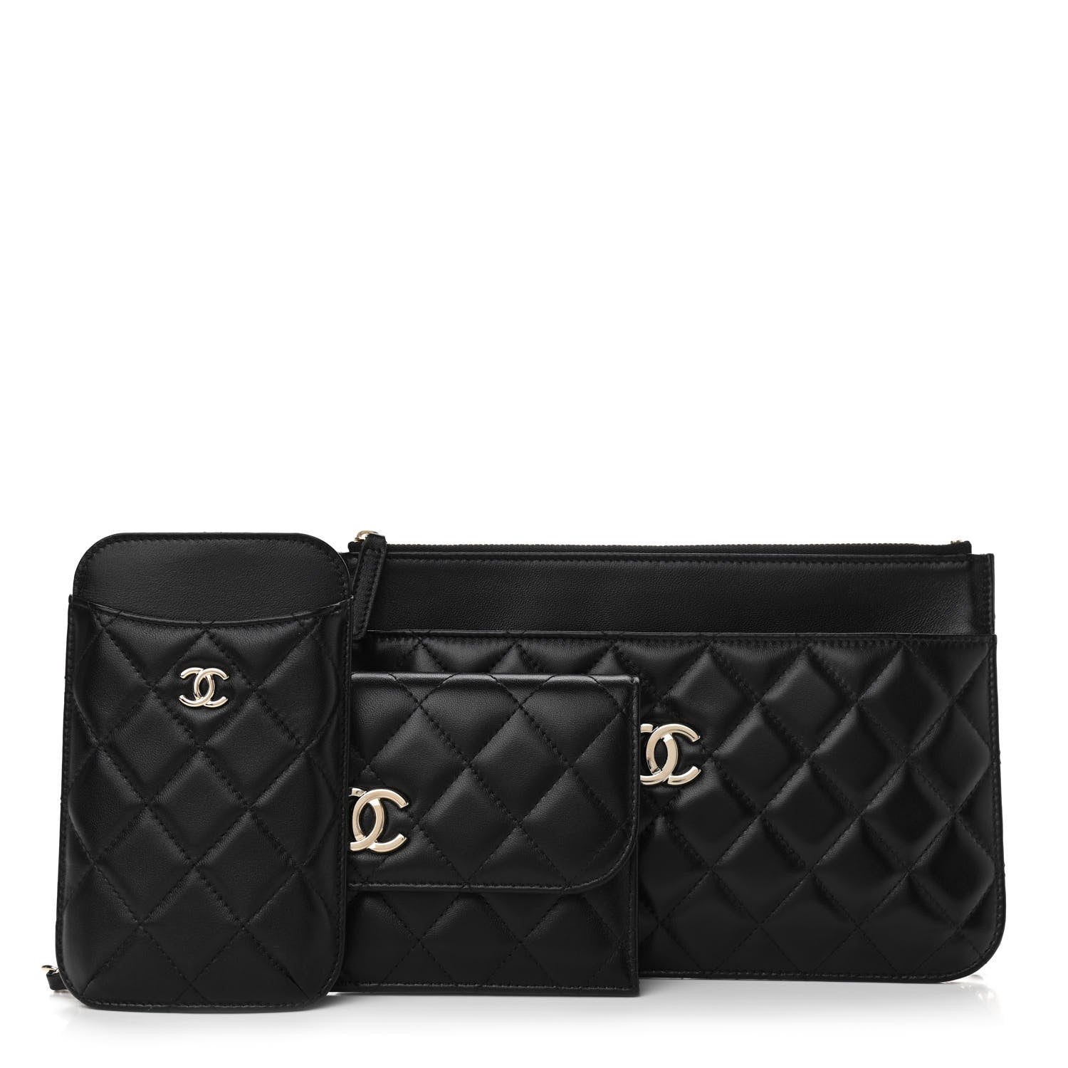 Chanel Lambskin Quilted Clutch With Chain Black 1 of 11