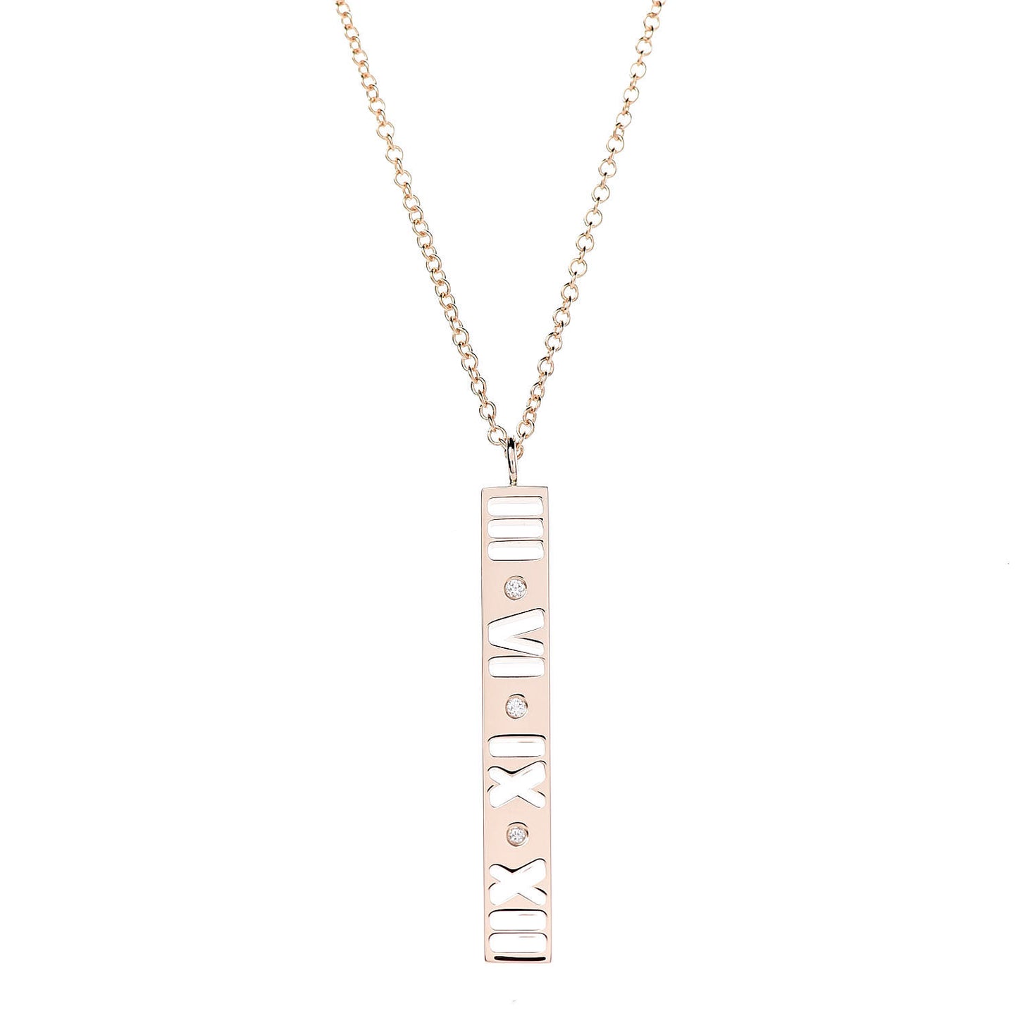 18K Rose Gold Diamond Atlas Bar Pendant Necklace