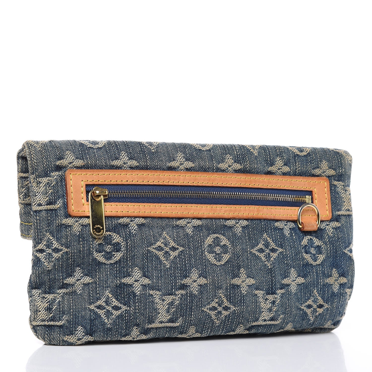 Louis Vuitton Monogram Denim Pochette Plat Clutch Blue 3 of 10