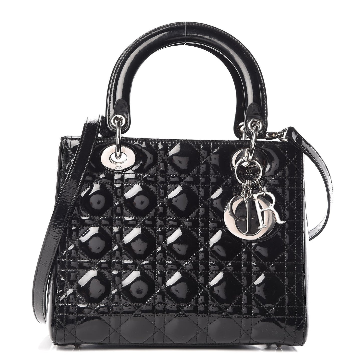 Patent Cannage Medium Lady Dior Black