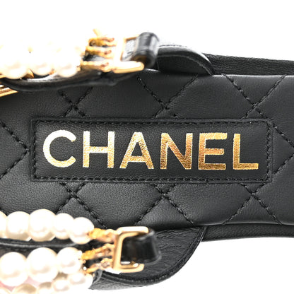 Chanel Lambskin Grosgrain Cap Toe Pearl Slingbacks 40.5 Black 7 of 10