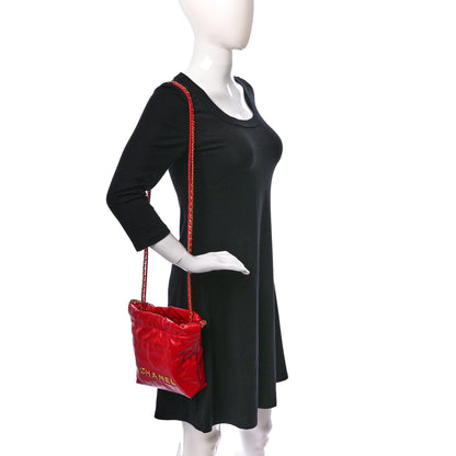 Chanel Shiny Calfskin Quilted Mini Chanel 22 Red 2 of 11