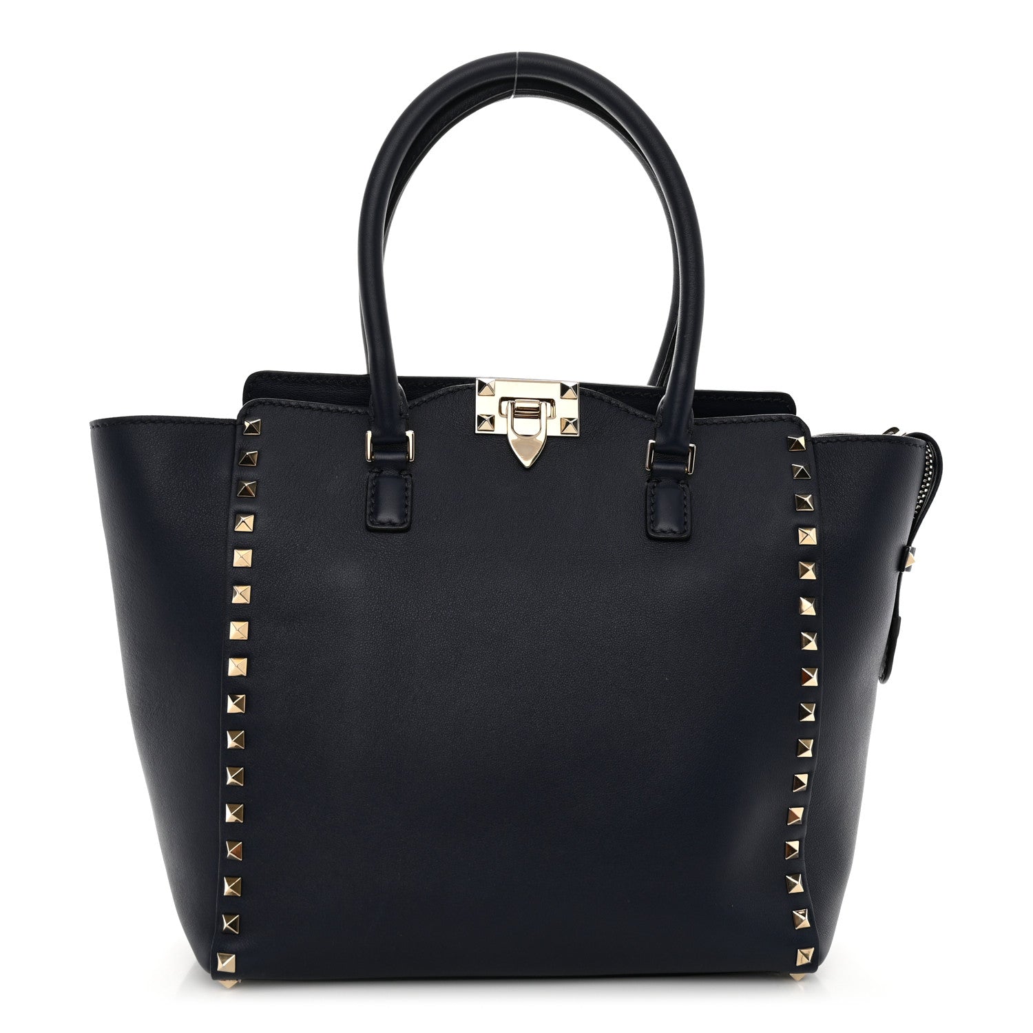 Valentino Garavani Vitello Rockstud Double Handle Tote Marine 1 of 14