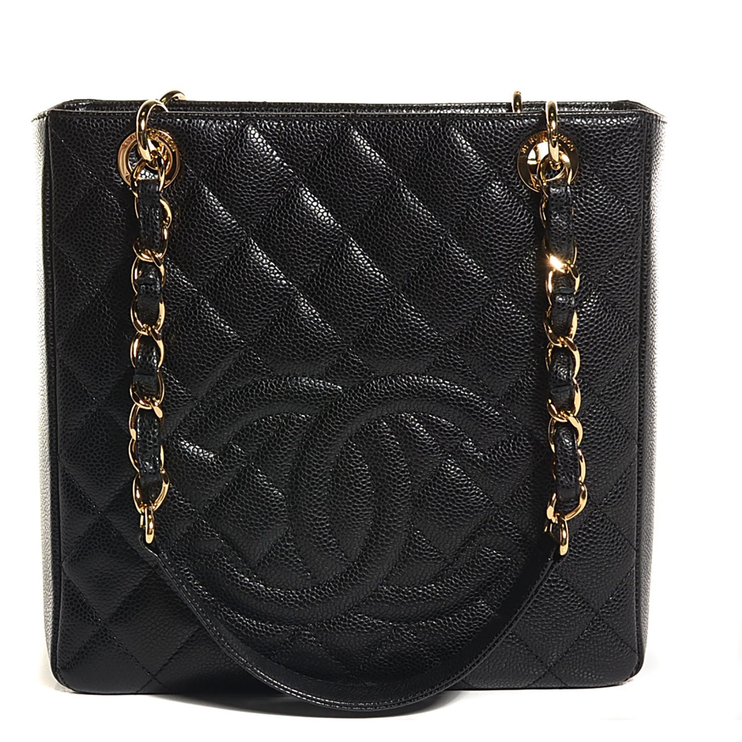 Caviar Quilted Petit Shopping Tote PST Black