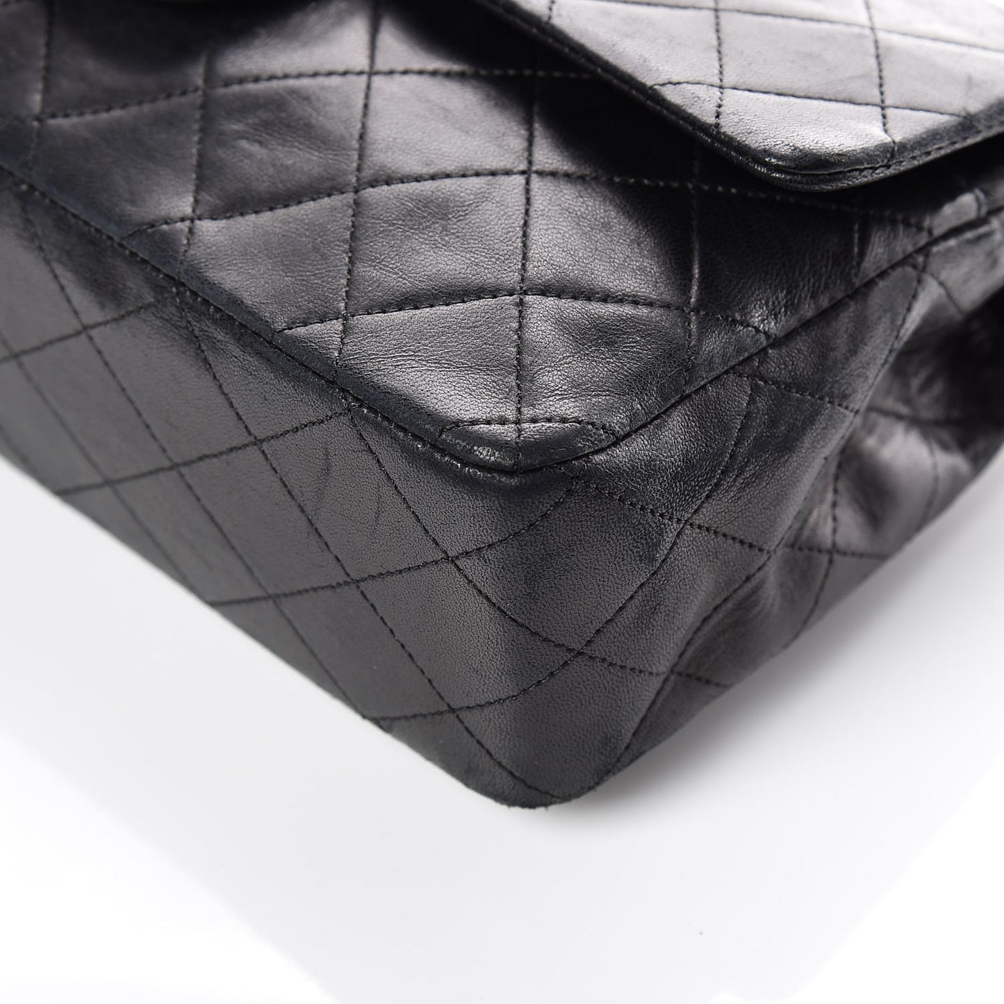 Lambskin Quilted Medium Double Flap Black