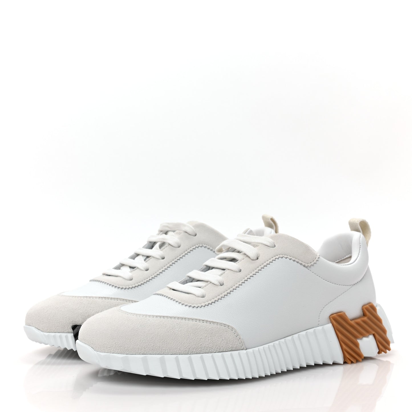Calfskin Suede Goatskin Bouncing Sneakers 39 White
