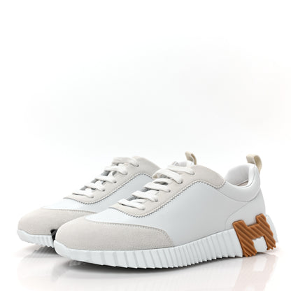 Hermes Calfskin Suede Goatskin Bouncing Sneakers 39 White 3 of 8