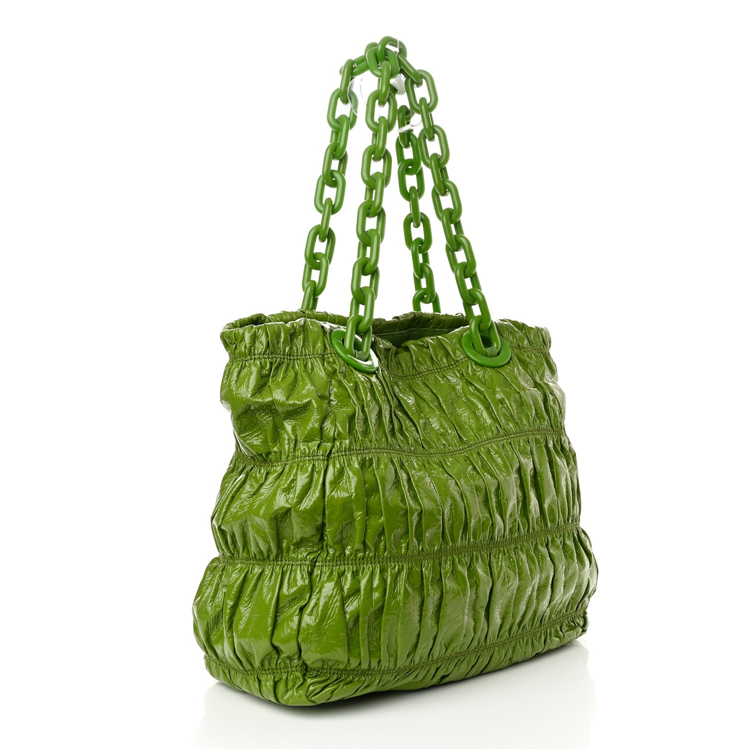 Prada Vernice Gaufre Tote Green 3 of 18