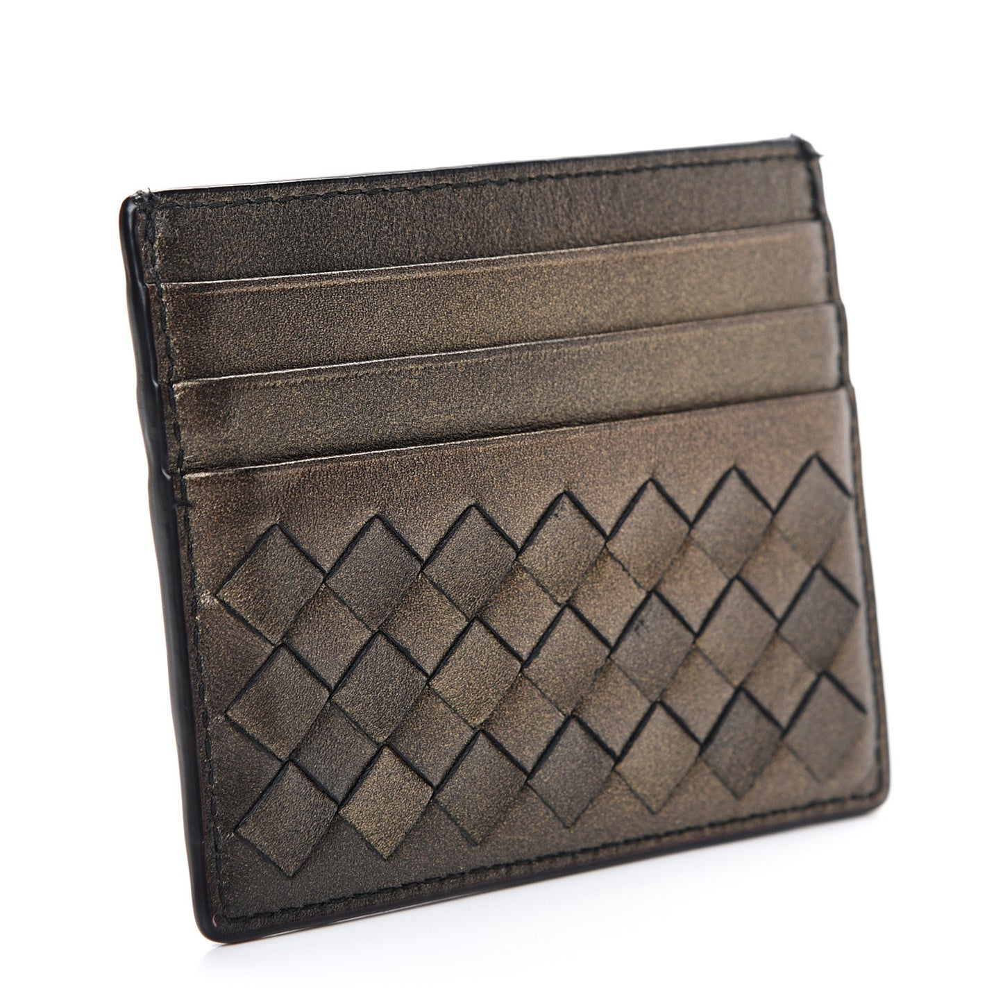 Nappa Intrecciato Card Case Dark Gold