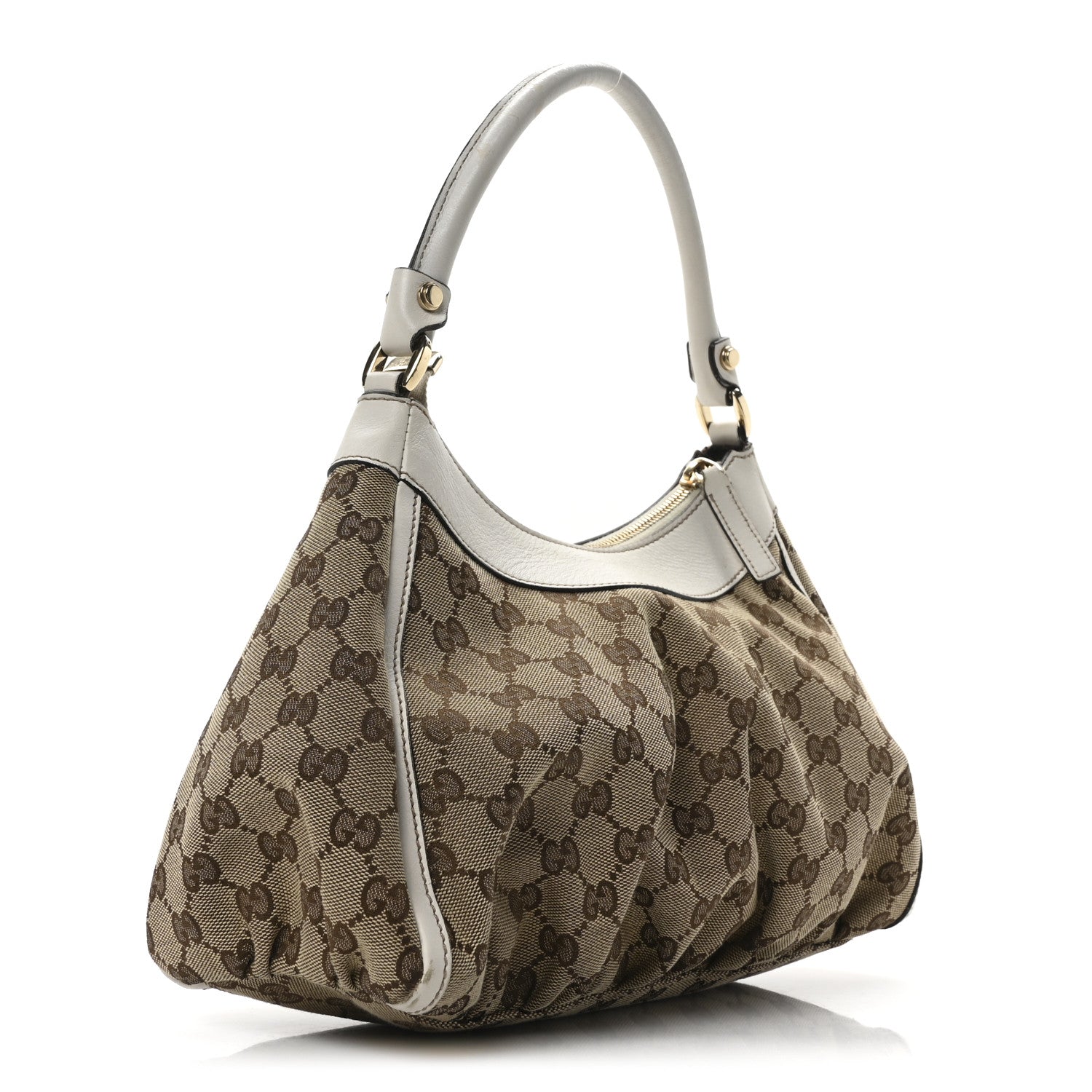 Gucci Monogram Medium D Gold Ring Hobo White 3 of 10