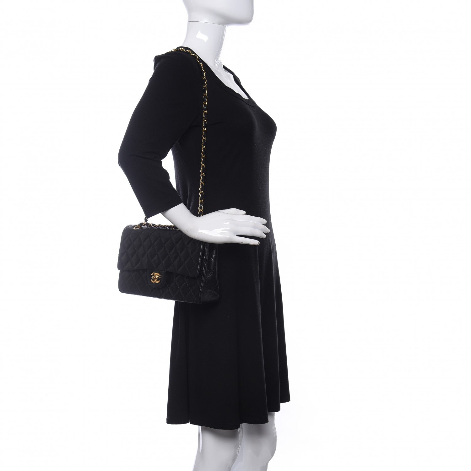 Chanel Lambskin Quilted Medium Double Flap Black 2 of 16