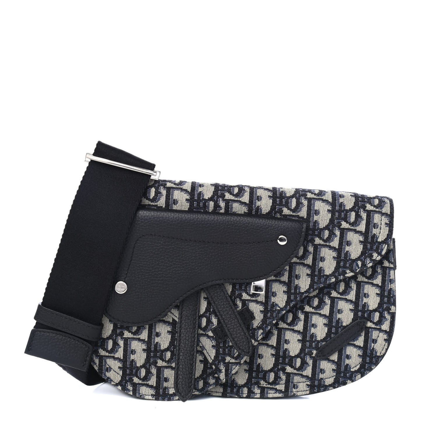 Oblique Saddle Messenger Pouch Beige Black
