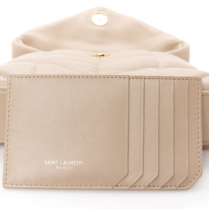Saint Laurent Lambskin Monogram Loulou Puffer Pouch Clutch Dark Beige 9 of 14