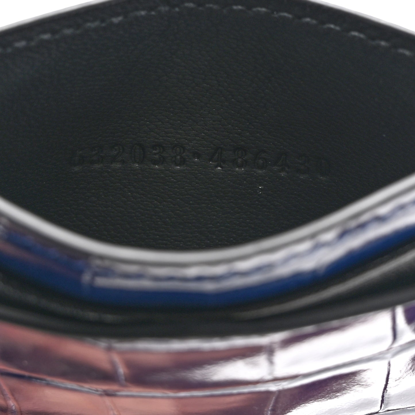 Patent Crocodile Embossed Skull Card Holder Navy