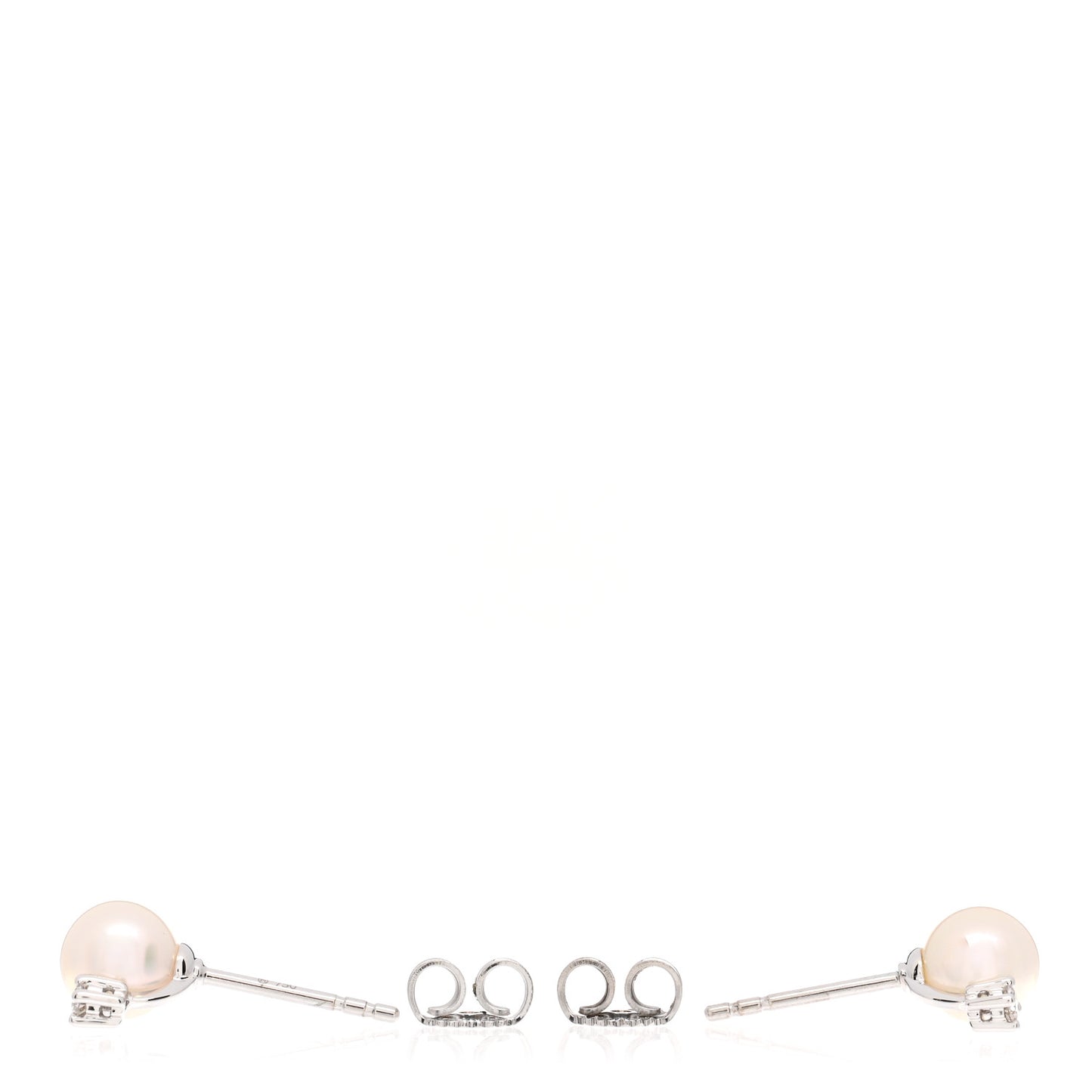 18K White Gold Diamond Akoya Pearl 6-6.5mm Stud Earrings