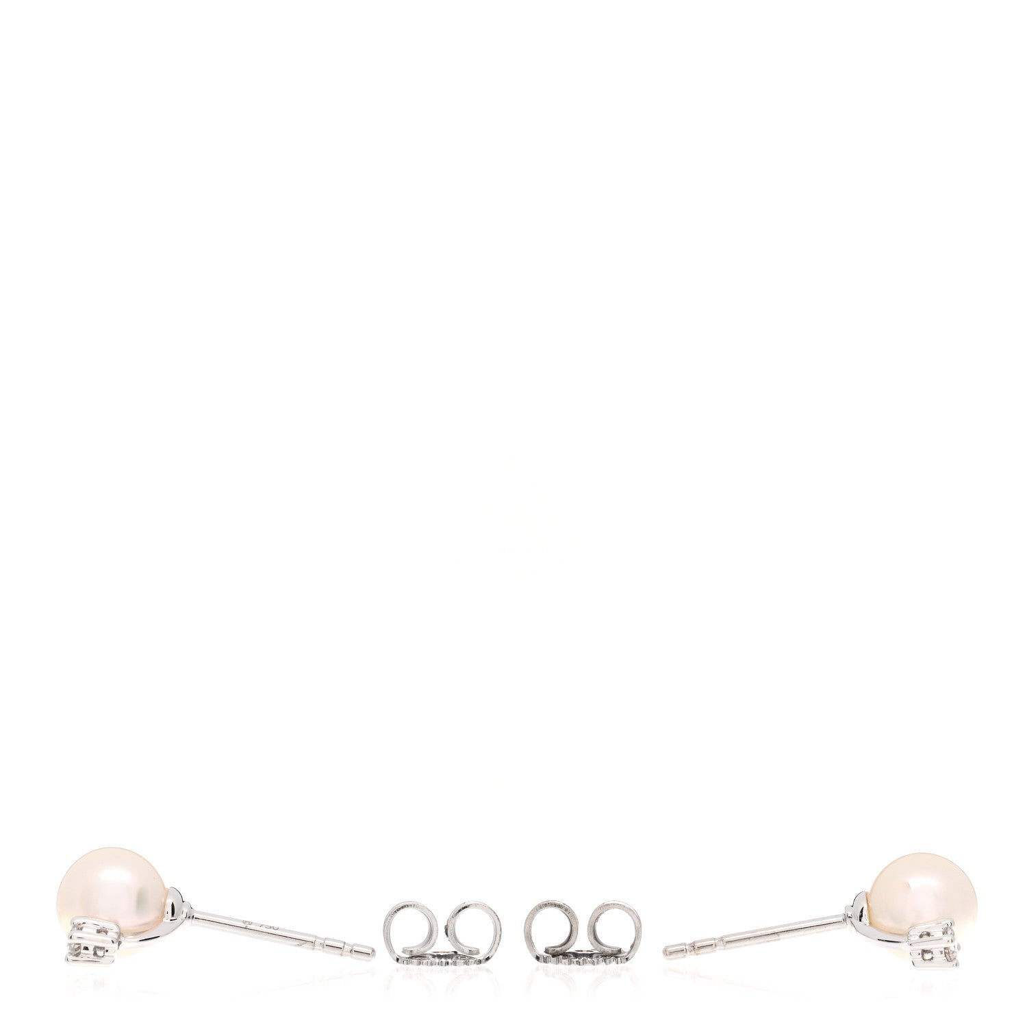 Mikimoto 18K White Gold Diamond Akoya Pearl 6-6.5mm Stud Earrings 3 of 5