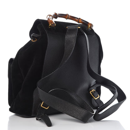 Gucci Suede Bamboo Backpack Black 3 of 16